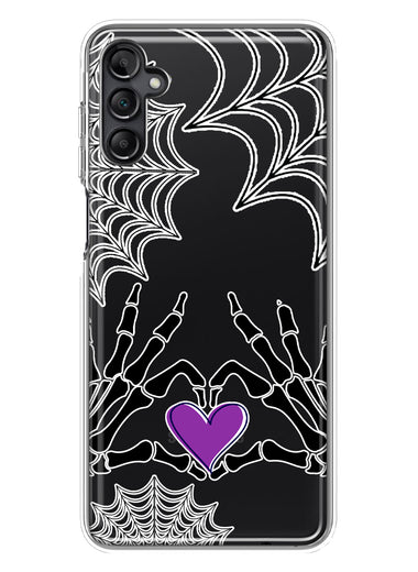 Samsung Galaxy A14 Halloween Skeleton Heart Hands Spooky Spider Web Hybrid Protective Phone Case Cover