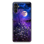 Samsung Galaxy A13 Spring Moon Night Lavender Flowers Floral Hybrid Protective Phone Case Cover