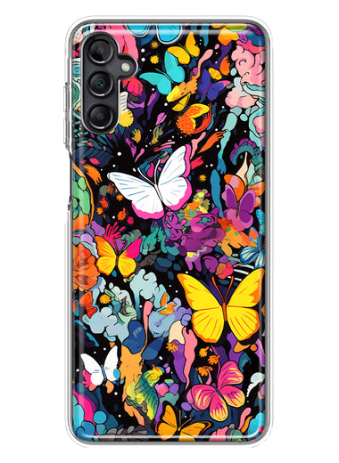 Samsung Galaxy A14 Psychedelic Trippy Butterflies Pop Art Hybrid Protective Phone Case Cover