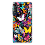 Samsung Galaxy A14 Psychedelic Trippy Butterflies Pop Art Hybrid Protective Phone Case Cover