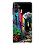 Samsung Galaxy A13 Urban City Full Moon Graffiti Painting Art Hybrid Protective Phone Case Cover