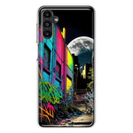 Samsung Galaxy A54 Urban City Full Moon Graffiti Painting Art Hybrid Protective Phone Case Cover