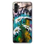 Samsung Galaxy A13 White Daisies Graffiti Wall Art Painting Hybrid Protective Phone Case Cover