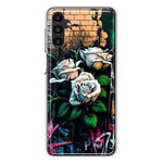 Samsung Galaxy A14 White Roses Graffiti Wall Art Painting Hybrid Protective Phone Case Cover