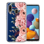 For Samsung Galaxy A20 Blush Pink Peach Spring Flowers Peony Rose Phone Case Cover
