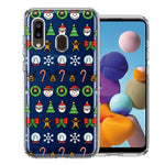 Samsung Galaxy A20 Classic Christmas Polka Dots Santa Snowman Reindeer Candy Cane Design Double Layer Phone Case Cover