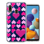 Samsung Galaxy A20 Pink Purple Origami Valentine's Day Polkadot Hearts Design Double Layer Phone Case Cover