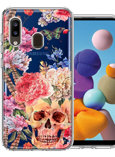 For Samsung Galaxy A20 Indie Spring Peace Skull Feathers Floral Butterfly Flowers Phone Case Cover