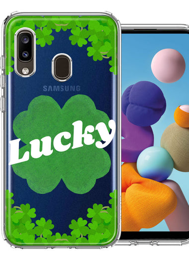 Samsung Galaxy A20 Lucky St Patrick's Day Shamrock Green Clovers Double Layer Phone Case Cover