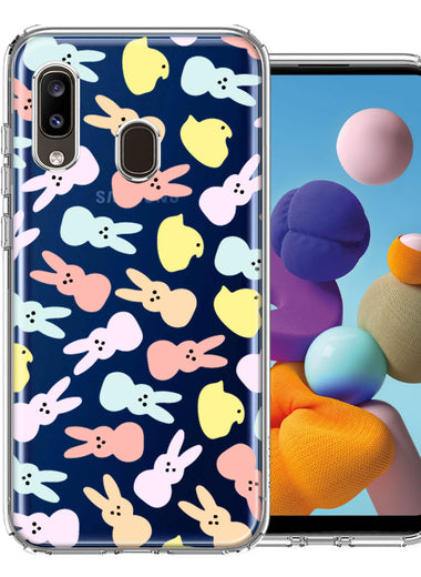 Samsung Galaxy A20 Pastel Easter Polkadots Bunny Chick Candies Double Layer Phone Case Cover