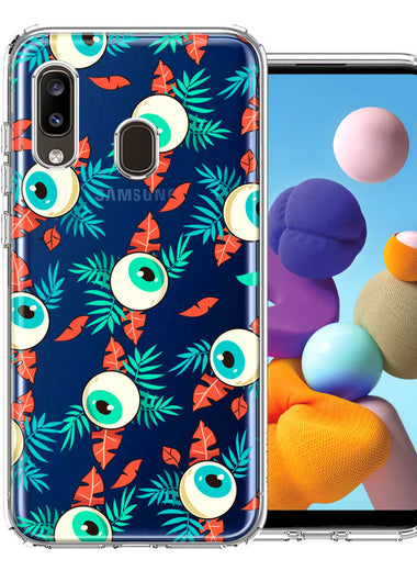 Samsung Galaxy A20 Halloween Creepy Tropical Eyeballs Design Double Layer Phone Case Cover