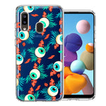 Samsung Galaxy A20 Halloween Creepy Tropical Eyeballs Design Double Layer Phone Case Cover