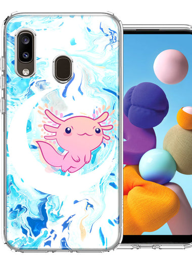 Samsung Galaxy A20 Pink Axolotl Moon Mable Design Double Layer Phone Case Cover
