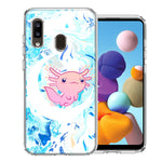 Samsung Galaxy A20 Pink Axolotl Moon Mable Design Double Layer Phone Case Cover