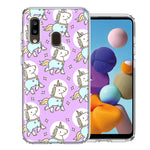 Samsung Galaxy A21 Cute Unicorns Purple Design Double Layer Phone Case Cover