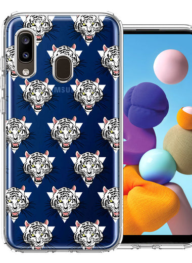 Samsung Galaxy A20 Fierce Tiger Polkadots Design Double Layer Phone Case Cover