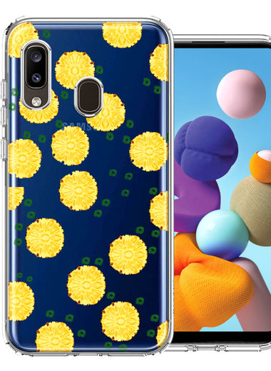 Samsung Galaxy A20 Tropical Pineapples Polkadots Design Double Layer Phone Case Cover