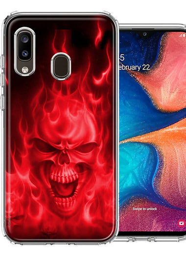 Samsung A20 Red Flaming Skull Design Double Layer Phone Case Cover