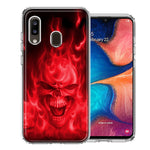 Samsung A20 Red Flaming Skull Design Double Layer Phone Case Cover