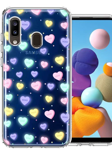 Samsung Galaxy A20 Valentine's Day Heart Candies Polkadots Design Double Layer Phone Case Cover