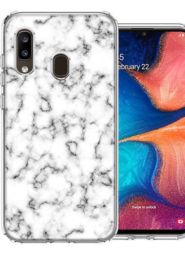 Samsung A20 White Grey Marble Design Double Layer Phone Case Cover