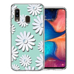 Samsung A20 White Teal Daisies Design Double Layer Phone Case Cover