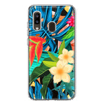 Samsung Galaxy A20 Blue Monstera Pothos Tropical Floral Summer Flowers Hybrid Protective Phone Case Cover