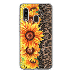 Samsung Galaxy A20 Yellow Summer Sunflowers Brown Leopard Honeycomb Hybrid Protective Phone Case Cover