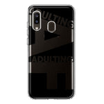 Samsung Galaxy A20 Black Clear Funny Text Quote Adulting AF Hybrid Protective Phone Case Cover