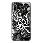 Samsung Galaxy A20 Black White Urban Graffiti Hybrid Protective Phone Case Cover