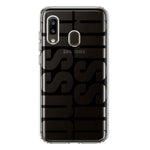 Samsung Galaxy A20 Black Clear Funny Text Quote Bussin Hybrid Protective Phone Case Cover
