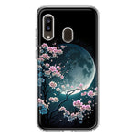 Samsung Galaxy A20 Kawaii Manga Pink Cherry Blossom Full Moon Hybrid Protective Phone Case Cover