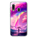 Samsung Galaxy A20 Kawaii Manga Pink Cherry Blossom Japanese Rainbow Girl Hybrid Protective Phone Case Cover