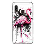 Samsung Galaxy A20 Pink Flamingo Painting Graffiti Hybrid Protective Phone Case Cover