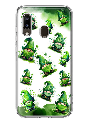 Samsung Galaxy A20 Gnomes Shamrock Lucky Green Clover St. Patrick Hybrid Protective Phone Case Cover