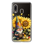 Samsung Galaxy A20 Cute Gnome Sunflowers Clear Hybrid Protective Phone Case Cover