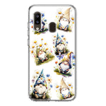 Samsung Galaxy A20 Cute White Blue Daisies Gnomes Hybrid Protective Phone Case Cover