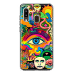 Samsung Galaxy A20 Neon Rainbow Psychedelic Trippy Hippie Multiple Eyes Hybrid Protective Phone Case Cover