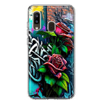 Samsung Galaxy A20 Red Roses Graffiti Painting Art Hybrid Protective Phone Case Cover