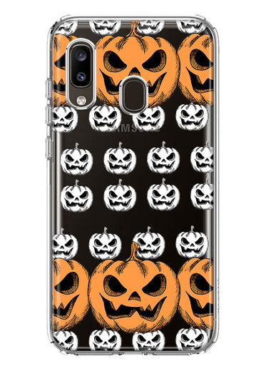 Samsung Galaxy A20 Halloween Spooky Horror Scary Jack O Lantern Pumpkins Hybrid Protective Phone Case Cover