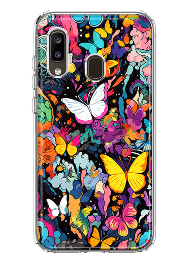Samsung Galaxy A20 Psychedelic Trippy Butterflies Pop Art Hybrid Protective Phone Case Cover