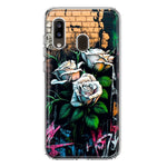 Samsung Galaxy A20 White Roses Graffiti Wall Art Painting Hybrid Protective Phone Case Cover