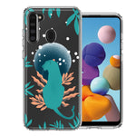 Samsung Galaxy A21 Moon Green Jaguar Design Double Layer Phone Case Cover