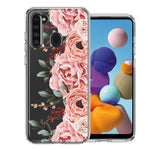 For Samsung Galaxy A21 Blush Pink Peach Spring Flowers Peony Rose Phone Case Cover