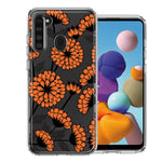 Samsung Galaxy A21 Orange Chrysanthemum Flowers Design Double Layer Phone Case Cover