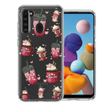 Samsung Galaxy A21 Coffee Lover Valentine's Hearts Pink Drink Latte Double Layer Phone Case Cover