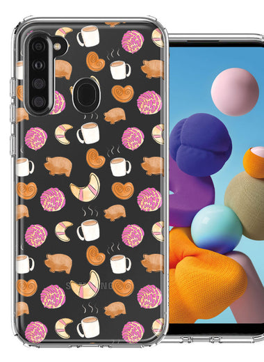 Samsung Galaxy A21 Mexican Pan Dulce Cafecito Coffee Concha Polka Dots Double Layer Phone Case Cover