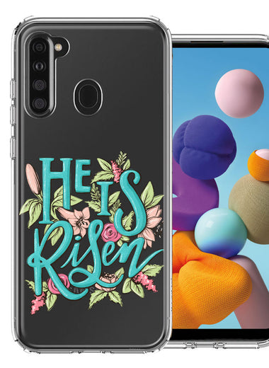 Samsung Galaxy A21 He Is Risen Text Easter Jesus Christian Flowers Double Layer Phone Case Cover