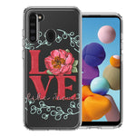 Samsung Galaxy A21 Love Like Jesus Flower Text Christian Double Layer Phone Case Cover
