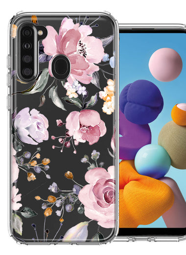 For Samsung Galaxy A21 Soft Pastel Spring Floral Flowers Blush Lavender Phone Case Cover